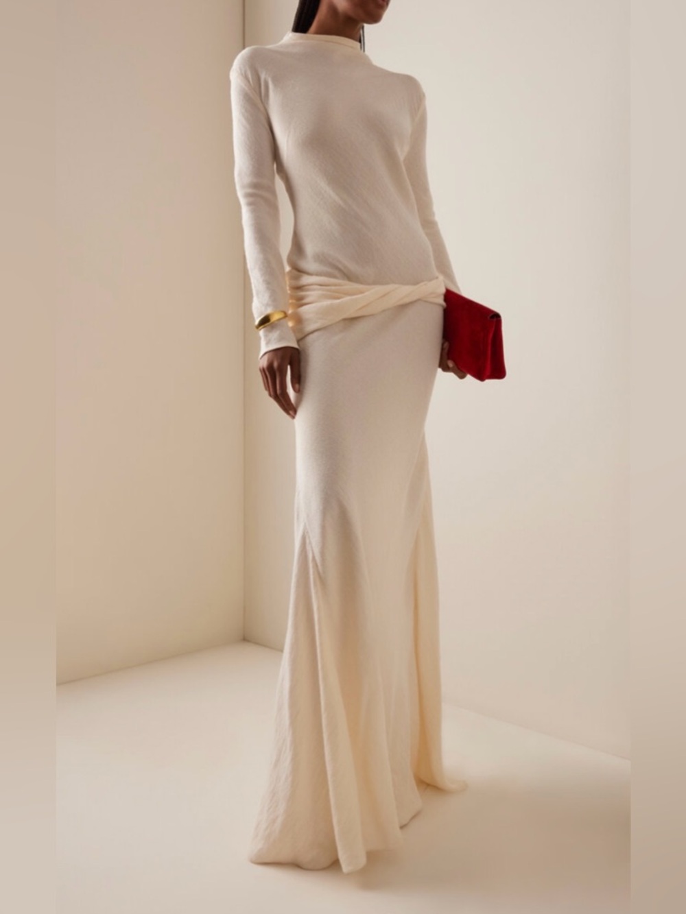 Anna October Cream Long-Sleeve Maxi Dress